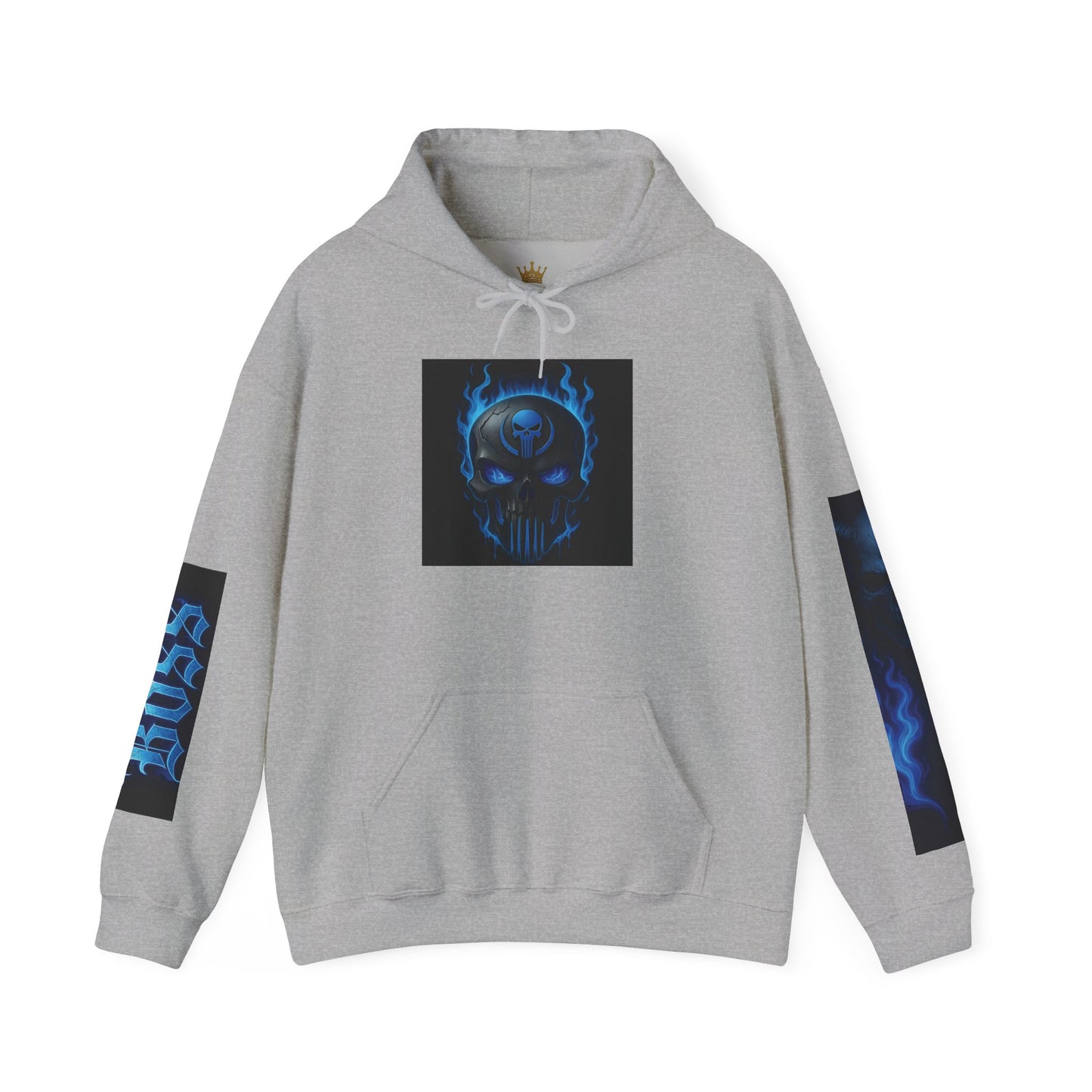Vibrant Boss Skull Hoodie, Unisex Skull Sweatshirt, Grunge Hooded Sweatshirt, Unique Gift for Him/Her, Casual Streetwear