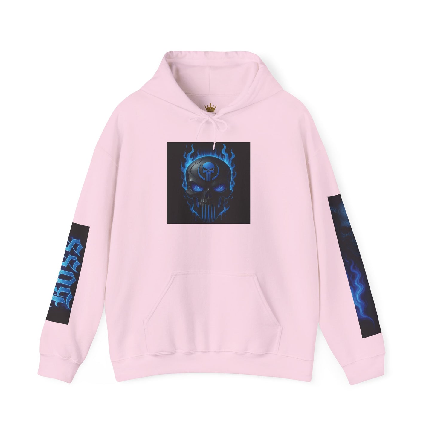 Vibrant Boss Skull Hoodie, Unisex Skull Sweatshirt, Grunge Hooded Sweatshirt, Unique Gift for Him/Her, Casual Streetwear