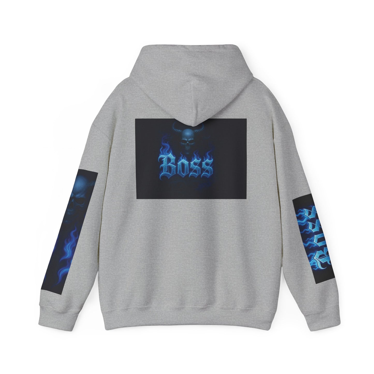 Vibrant Boss Skull Hoodie, Unisex Skull Sweatshirt, Grunge Hooded Sweatshirt, Unique Gift for Him/Her, Casual Streetwear