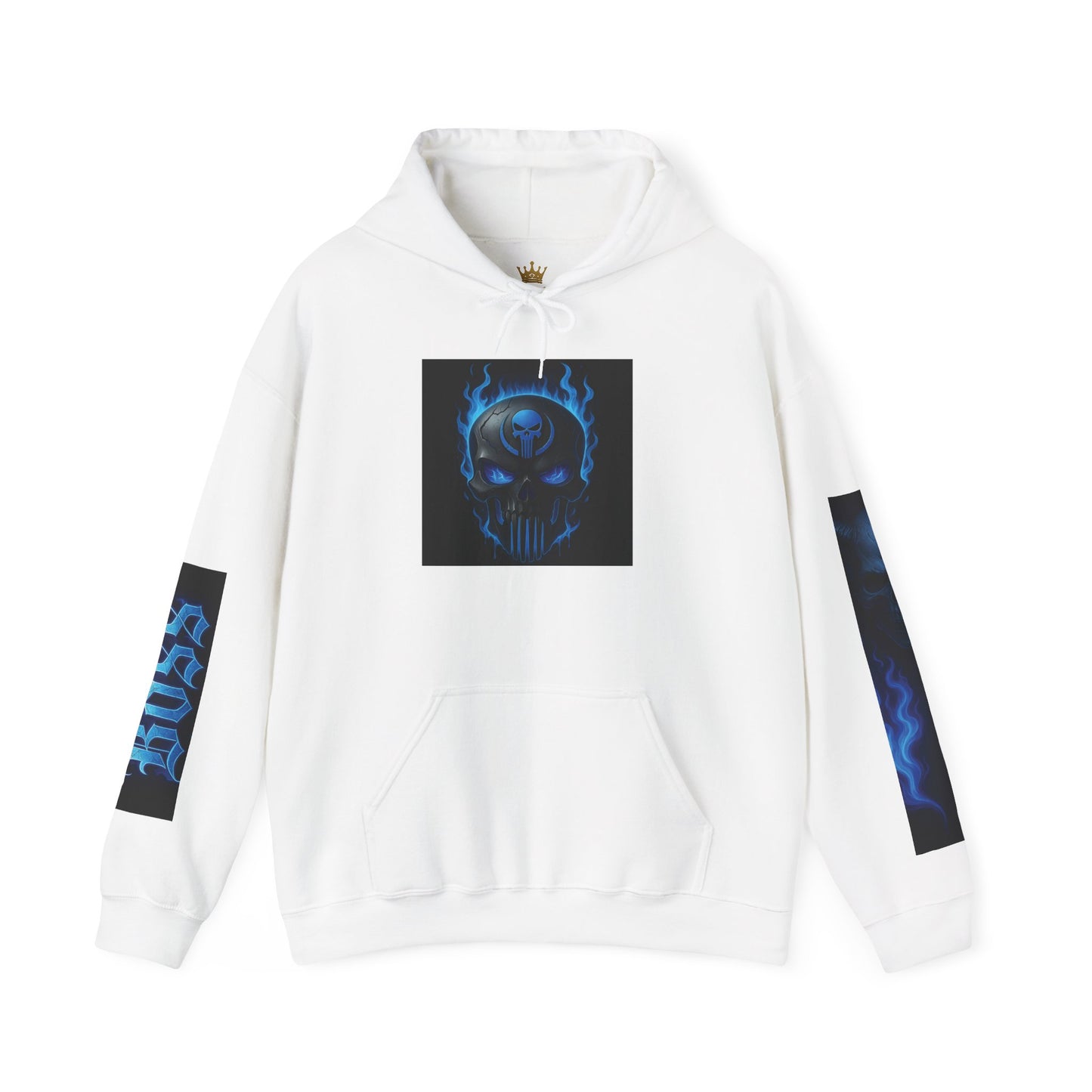 Vibrant Boss Skull Hoodie, Unisex Skull Sweatshirt, Grunge Hooded Sweatshirt, Unique Gift for Him/Her, Casual Streetwear
