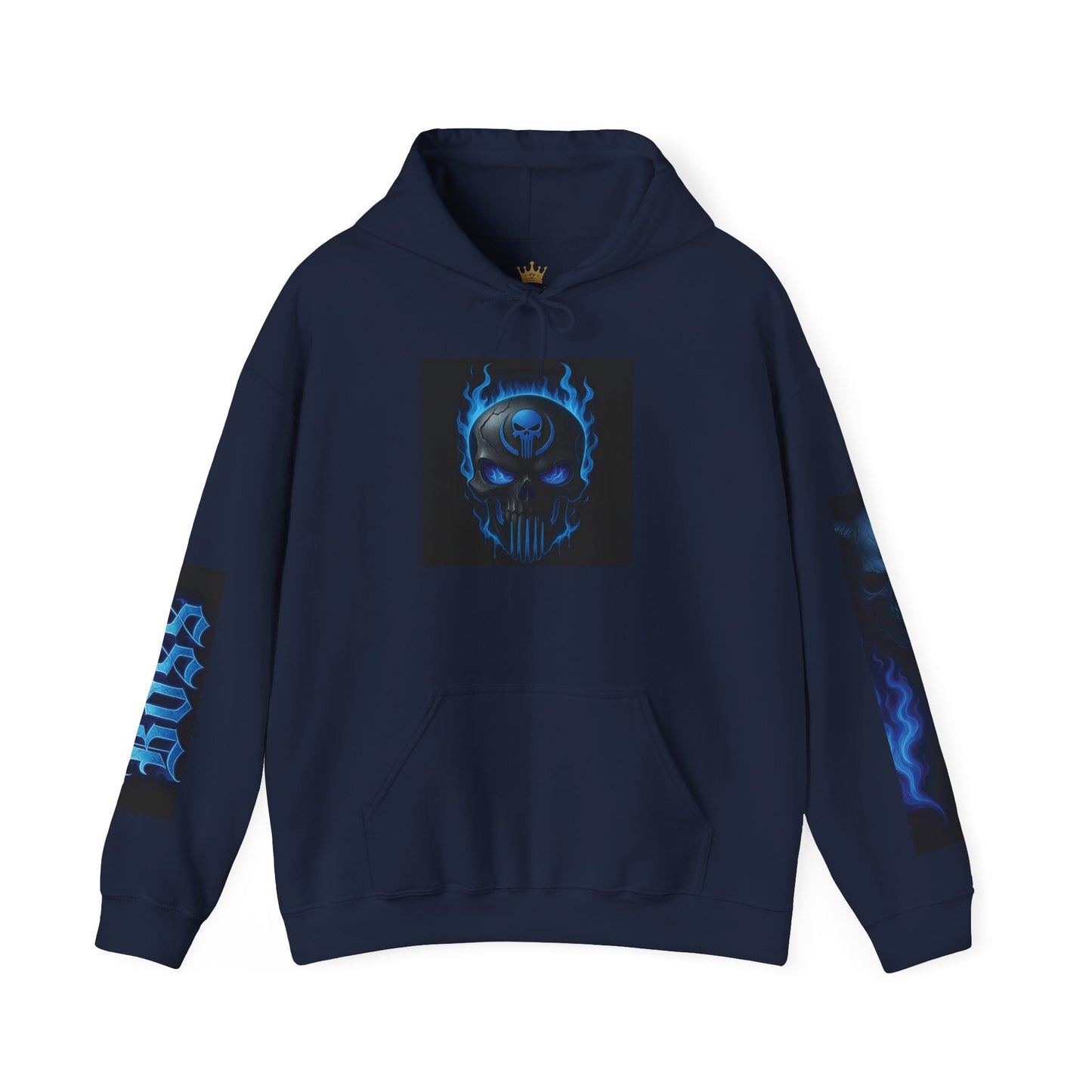 Vibrant Boss Skull Hoodie, Unisex Skull Sweatshirt, Grunge Hooded Sweatshirt, Unique Gift for Him/Her, Casual Streetwear