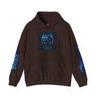 Vibrant Boss Skull Hoodie, Unisex Skull Sweatshirt, Grunge Hooded Sweatshirt, Unique Gift for Him/Her, Casual Streetwear