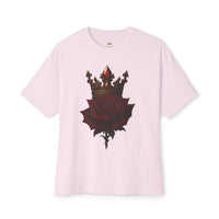 Unisex Oversized Boxy Tee with Crown & Rose Design | Trendy Graphic Tee, Streetwear Fashion, Layering Essential, Gift for Him/Her