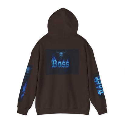 Vibrant Boss Skull Hoodie, Unisex Skull Sweatshirt, Grunge Hooded Sweatshirt, Unique Gift for Him/Her, Casual Streetwear