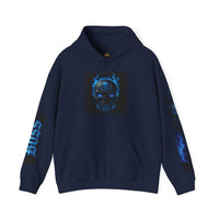 Vibrant Boss Skull Hoodie, Unisex Skull Sweatshirt, Grunge Hooded Sweatshirt, Unique Gift for Him/Her, Casual Streetwear